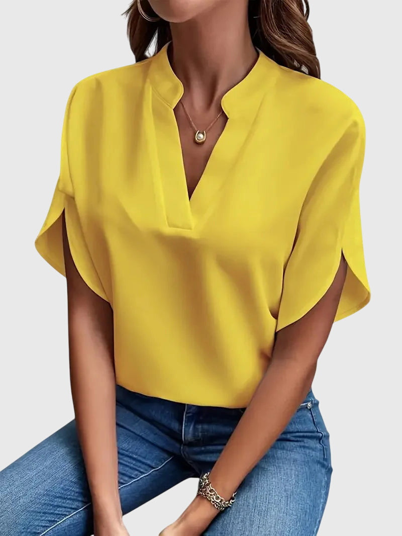 Women's V-Neck Shirt | Soft Cotton Blend Blouse by Elston London