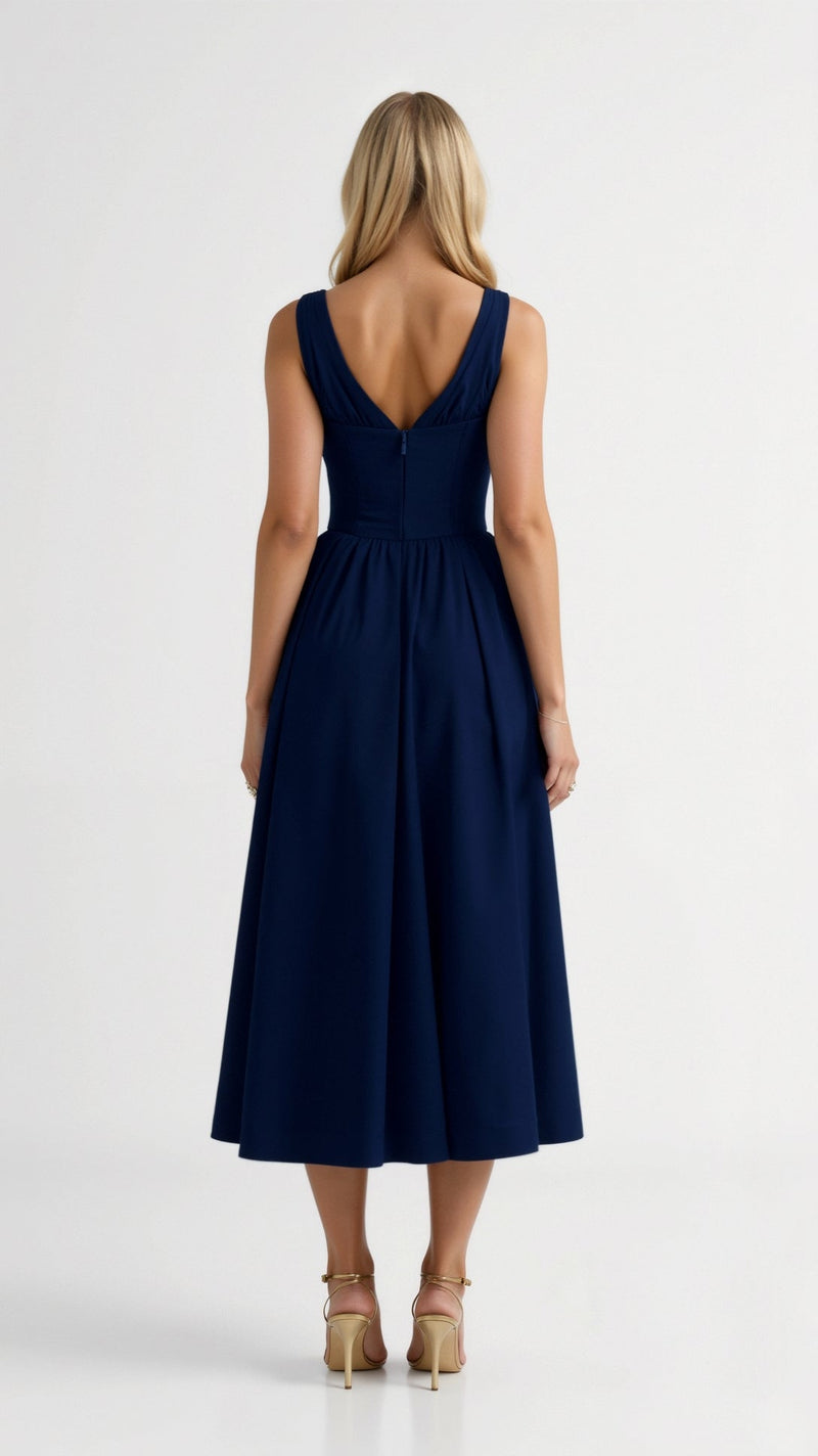 Cassiopeia Midi Plunge Dress – Rosa Mae