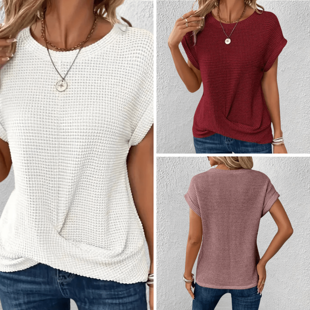 Women's Waffle Knit Twist Front Top