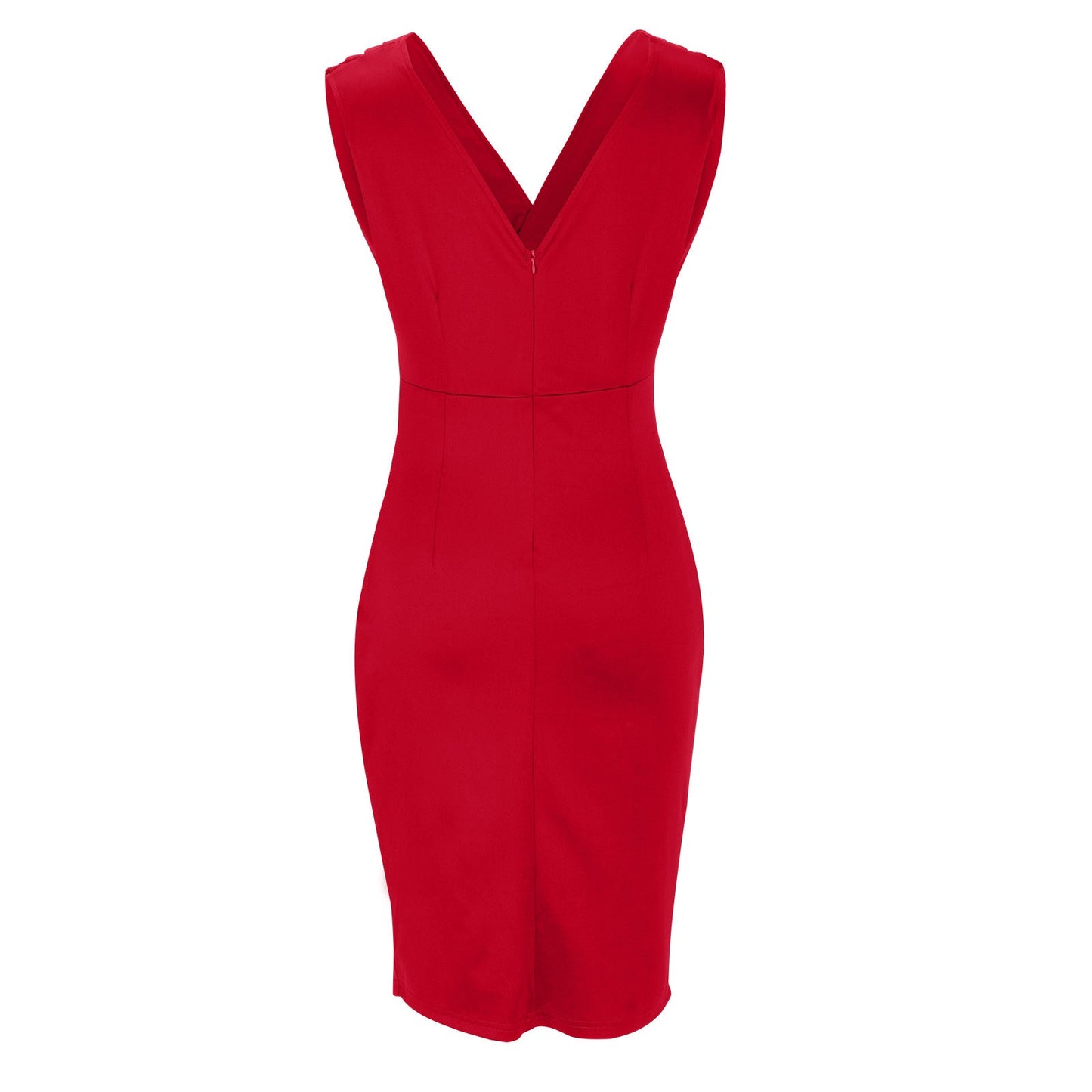 Black Fitted Dress with V-Neck & Slit – Elston London