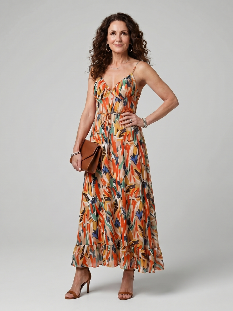 Abstract Print Midi Dress | Lightweight Sleeveless Summer Dress