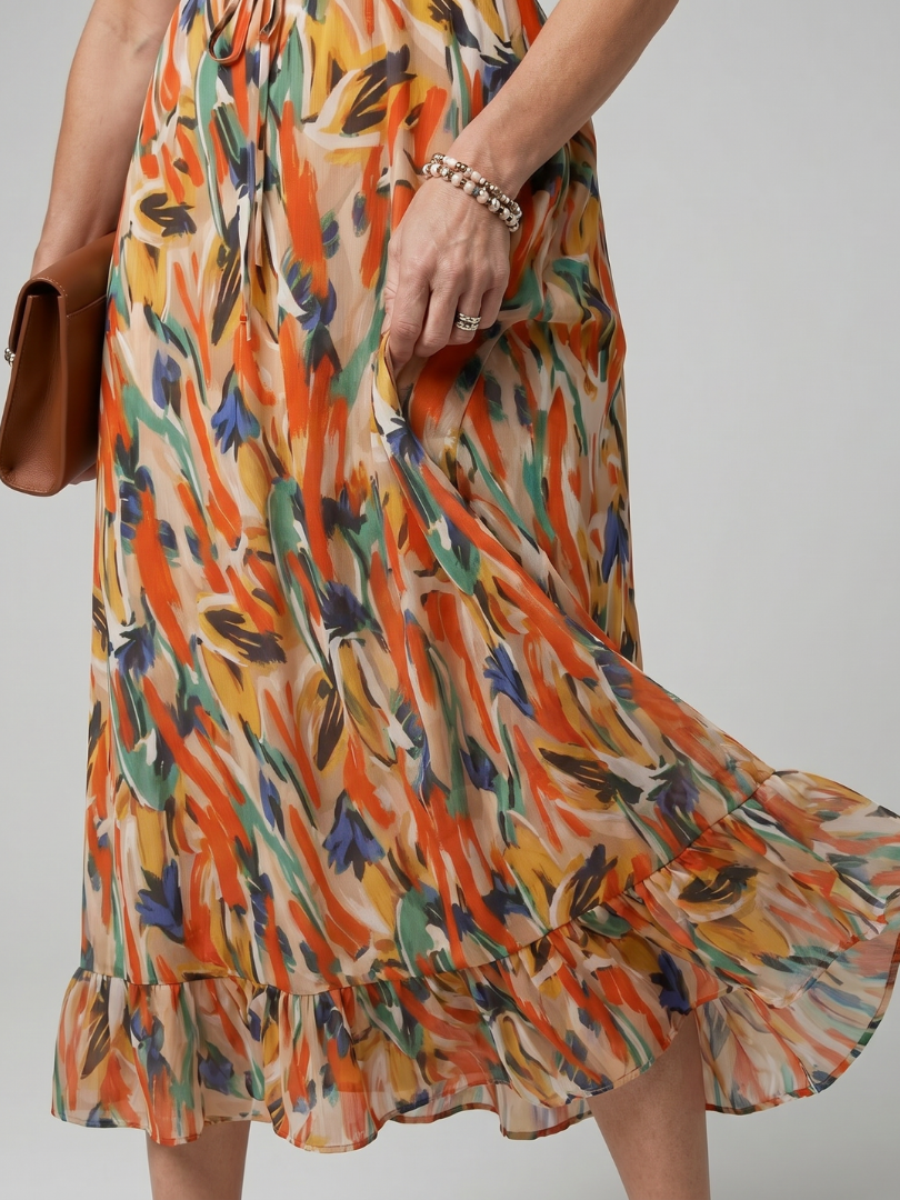 Abstract Print Midi Dress | Lightweight Sleeveless Summer Dress
