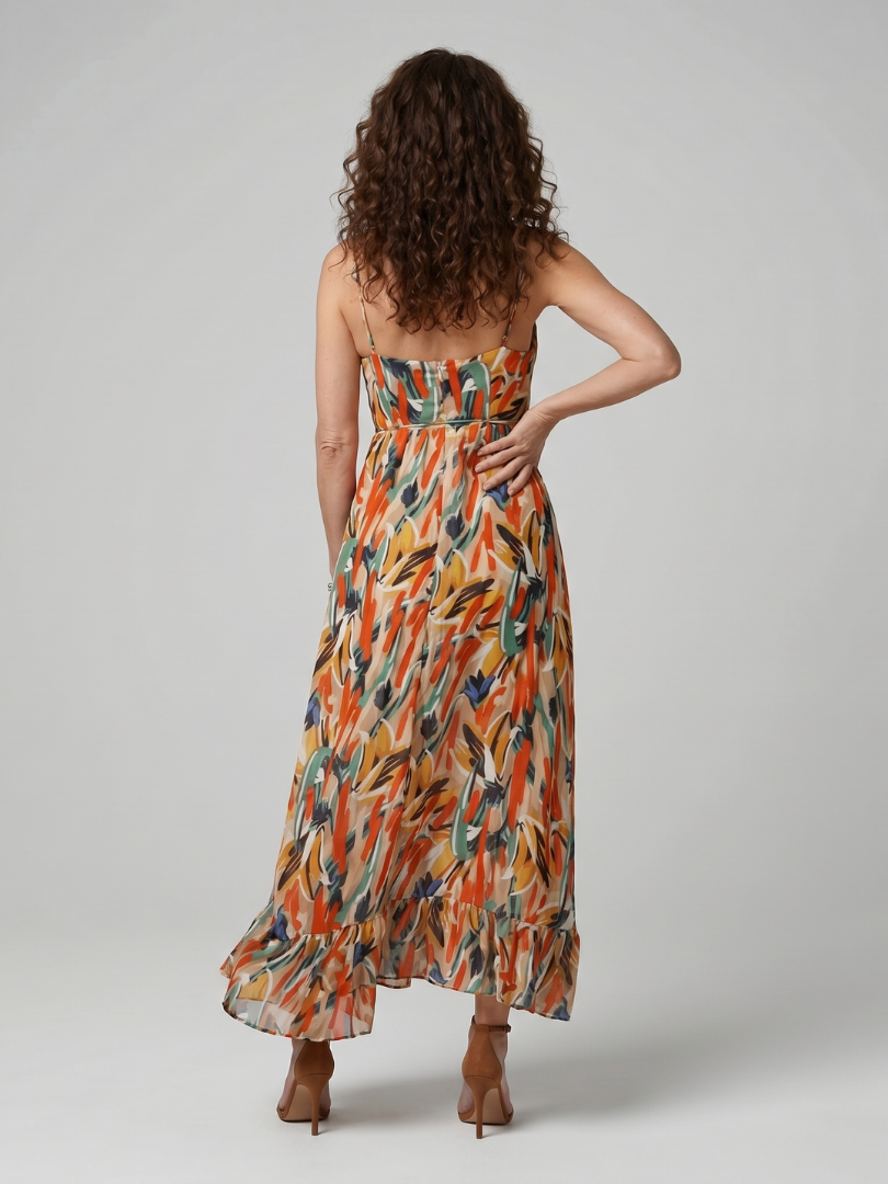 Abstract Print Midi Dress | Lightweight Sleeveless Summer Dress