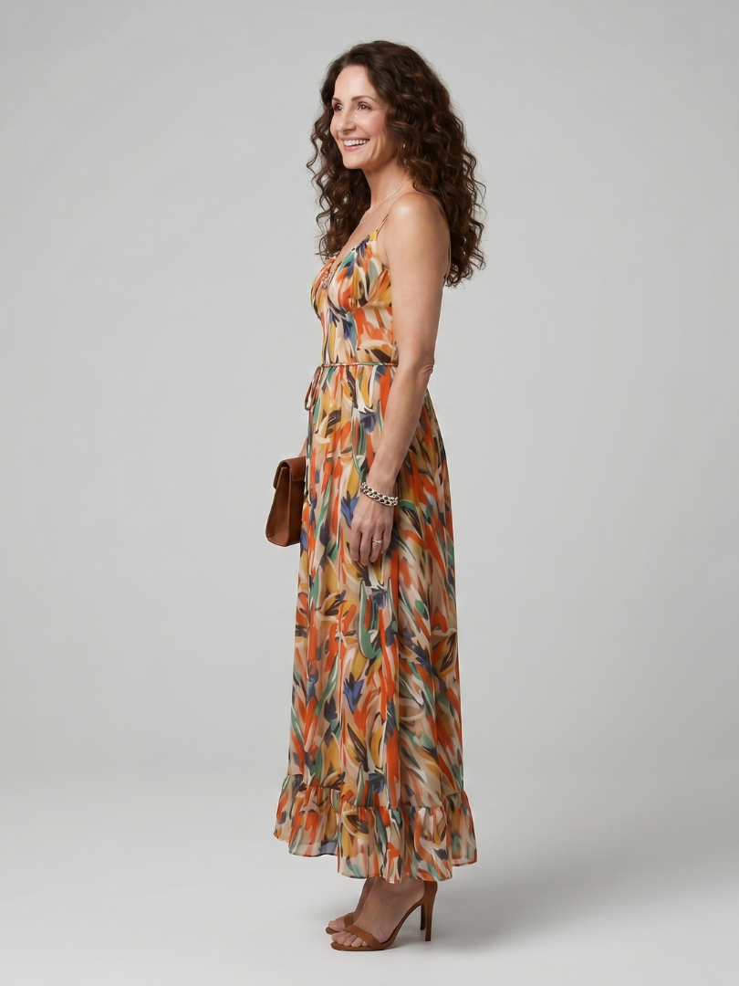 Abstract Print Midi Dress | Lightweight Sleeveless Summer Dress