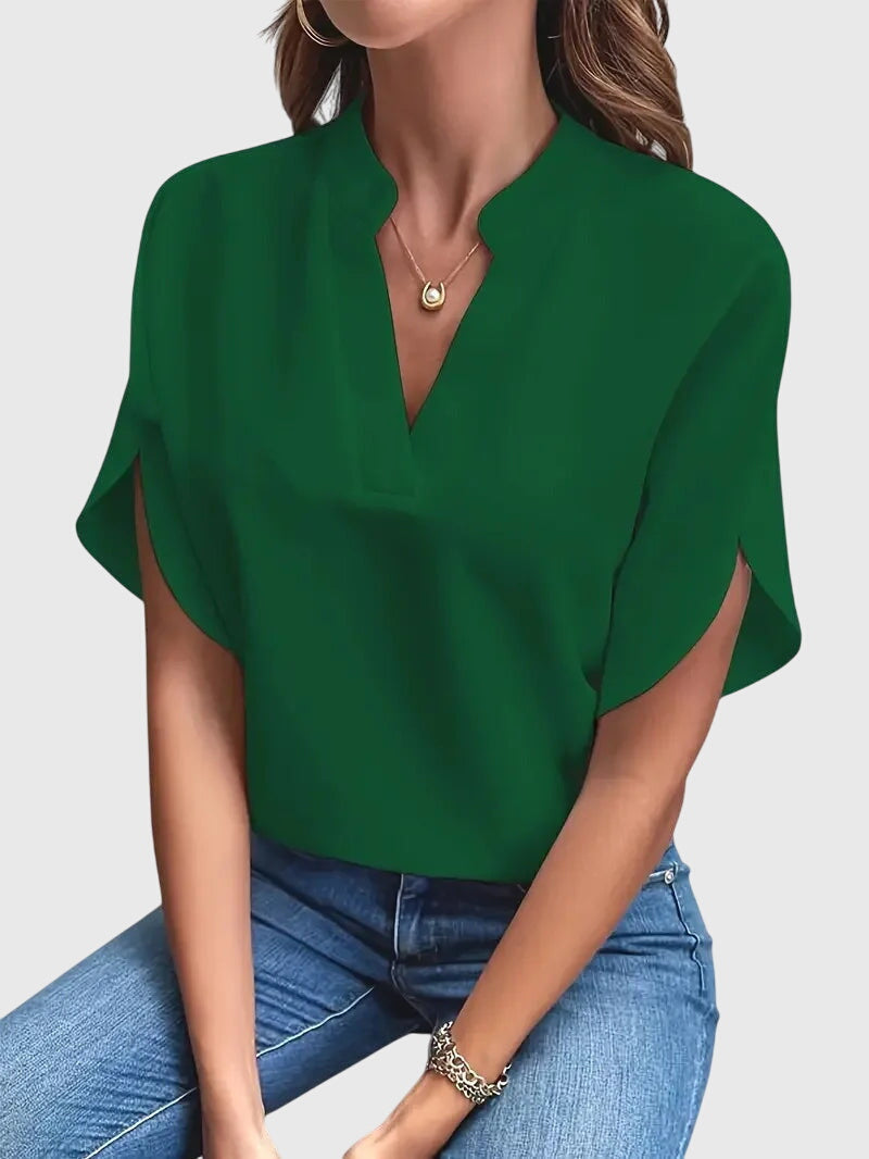 Women's V-Neck Shirt | Soft Cotton Blend Blouse by Elston London