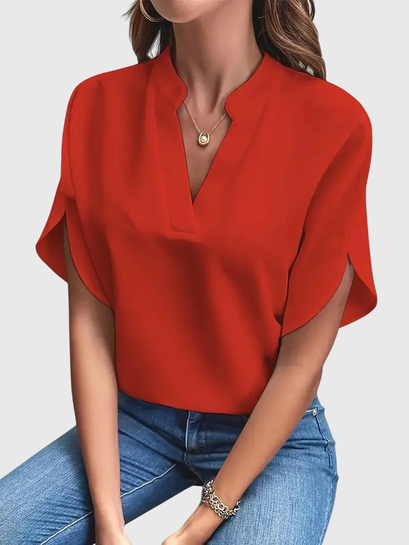 Women's V-Neck Shirt | Soft Cotton Blend Blouse by Elston London