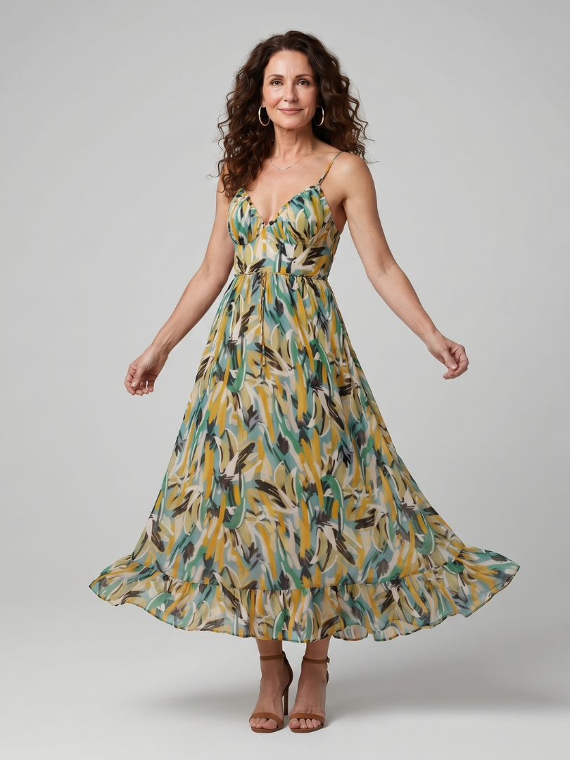 Abstract Print Midi Dress | Lightweight Sleeveless Summer Dress