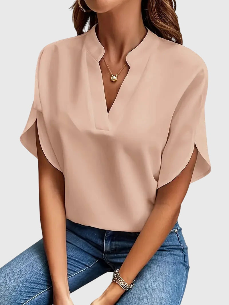 Women's V-Neck Shirt | Soft Cotton Blend Blouse by Elston London