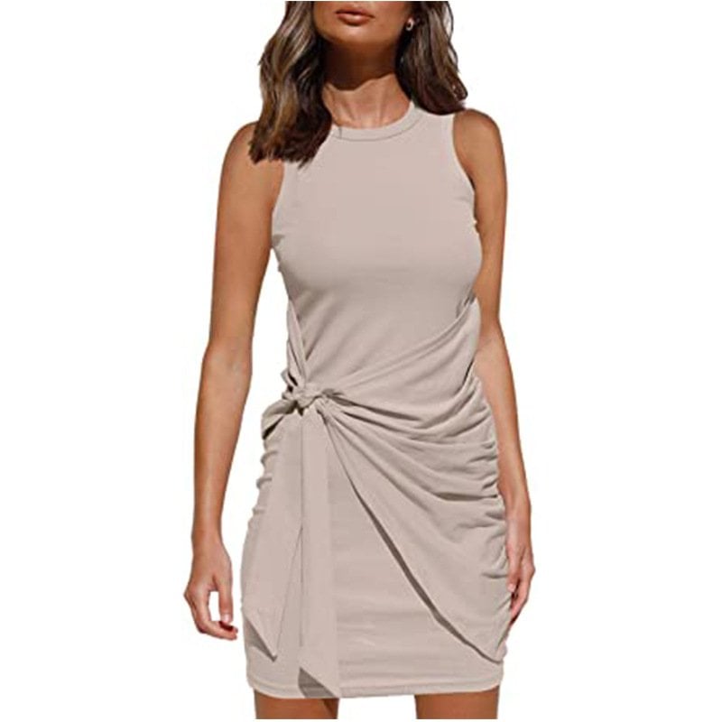 Knit Wrap Skirt Dress with Short Sleeves – Relaxed Fit