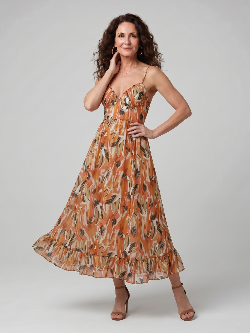 Abstract Print Midi Dress | Lightweight Sleeveless Summer Dress