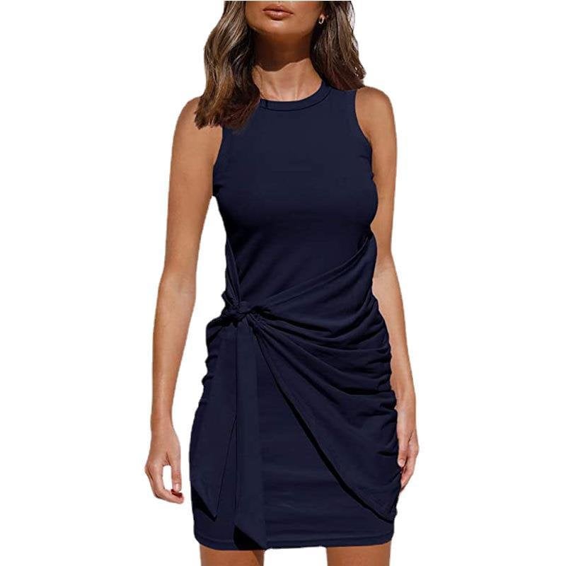Knit Wrap Skirt Dress with Short Sleeves – Relaxed Fit