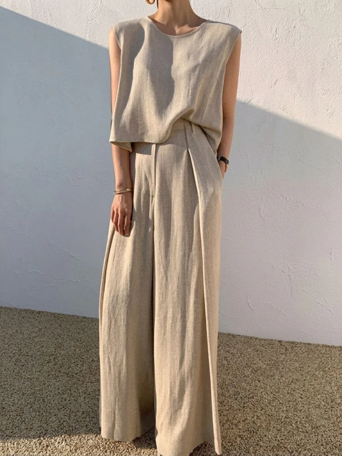 Linen Blend Wide-Leg Co-ord Set | Sleeveless Summer Outfit