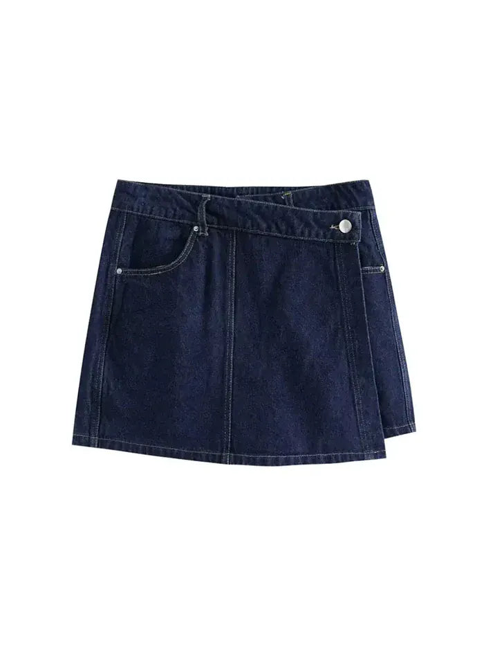Denim Co-Ord Set Women – Asymmetrical Slim Fit Skirt Top