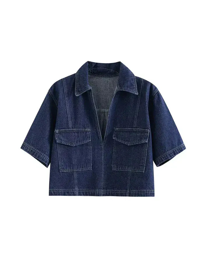 Denim Co-Ord Set Women – Asymmetrical Slim Fit Skirt Top