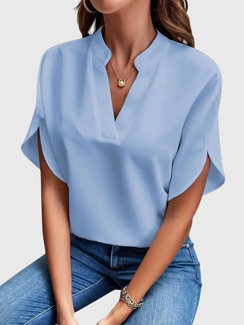 Women's V-Neck Shirt | Soft Cotton Blend Blouse by Elston London