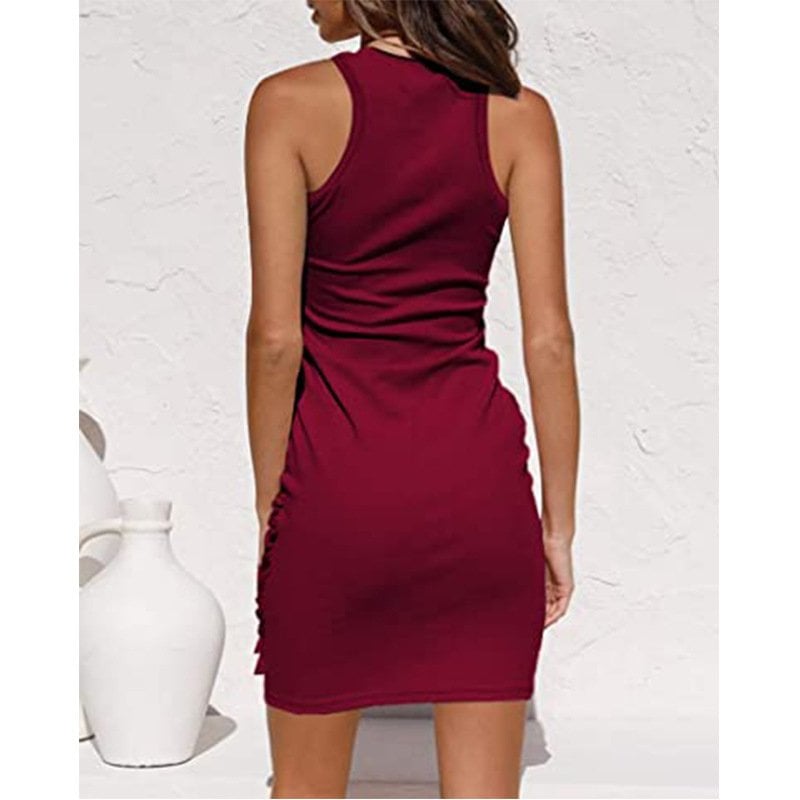 Knit Wrap Skirt Dress with Short Sleeves – Relaxed Fit