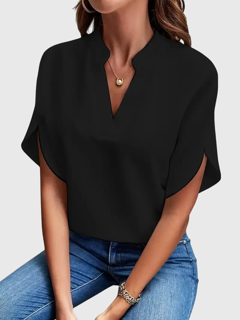 Women's V-Neck Shirt | Soft Cotton Blend Blouse by Elston London