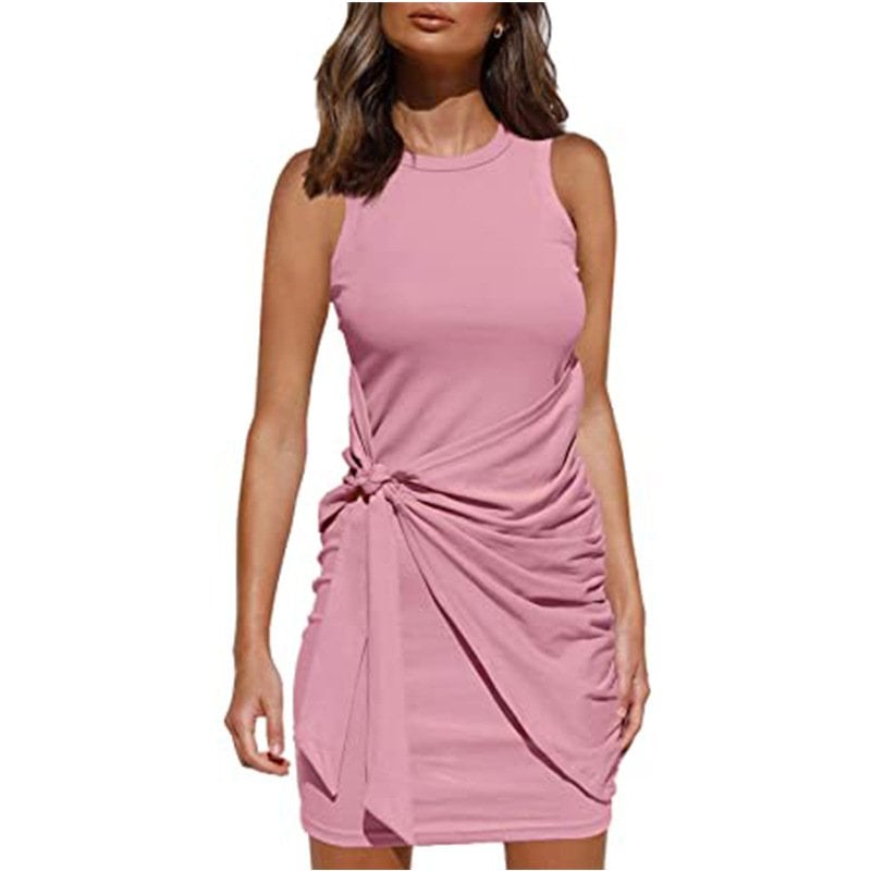 Knit Wrap Skirt Dress with Short Sleeves – Relaxed Fit
