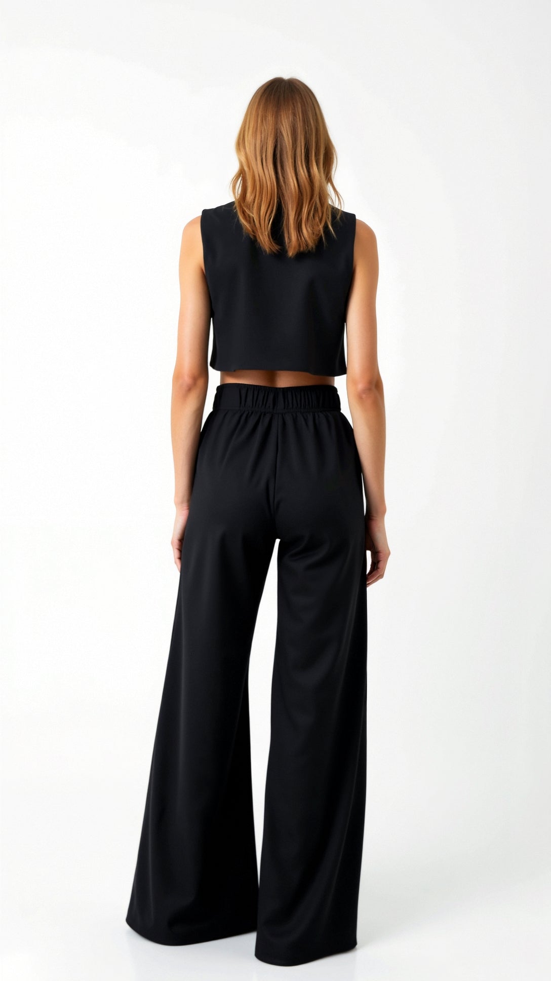 Women's Boho Two-Piece Set – Crop Top & Wide-Leg Trousers