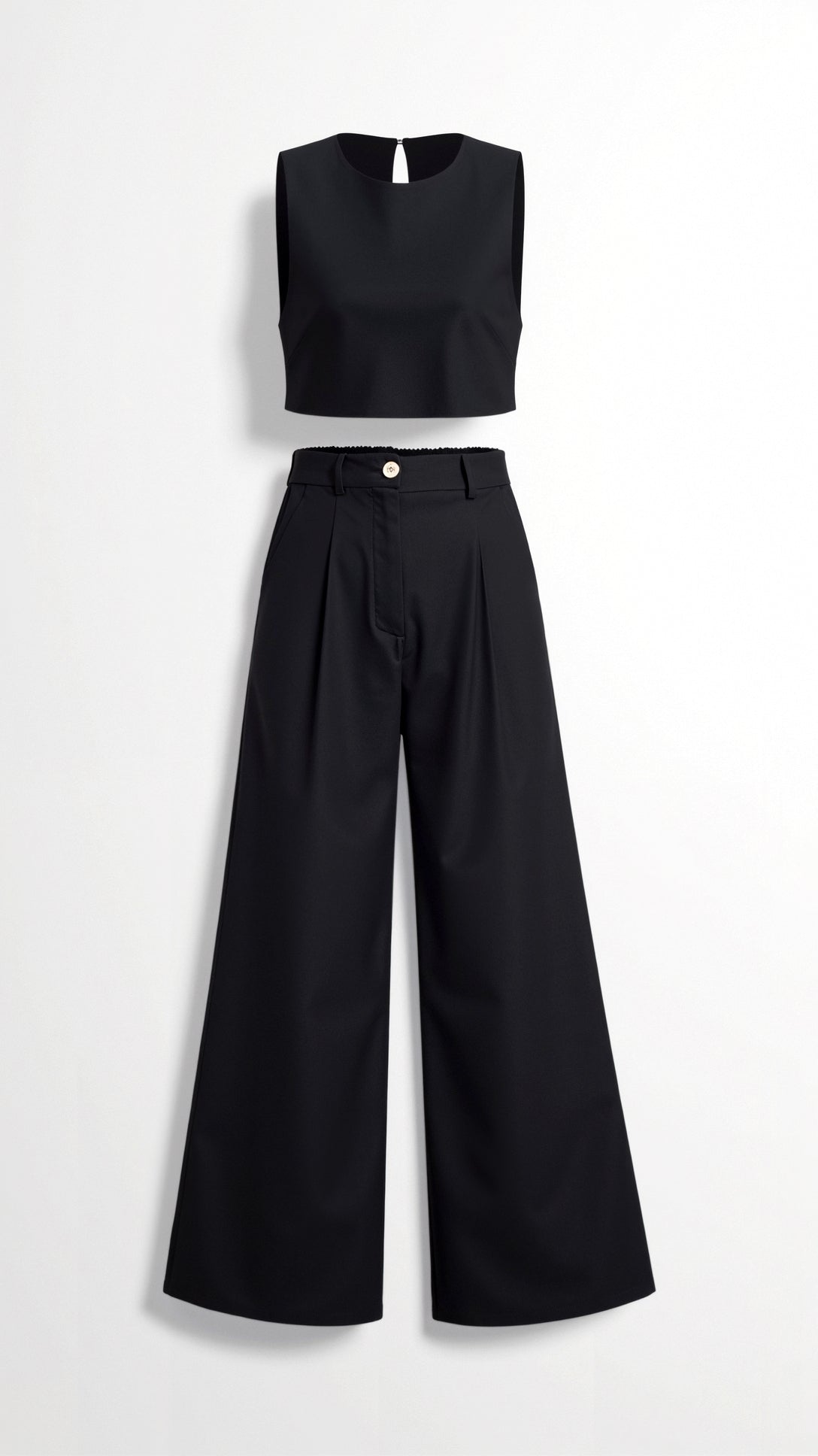 Women's Boho Two-Piece Set – Crop Top & Wide-Leg Trousers