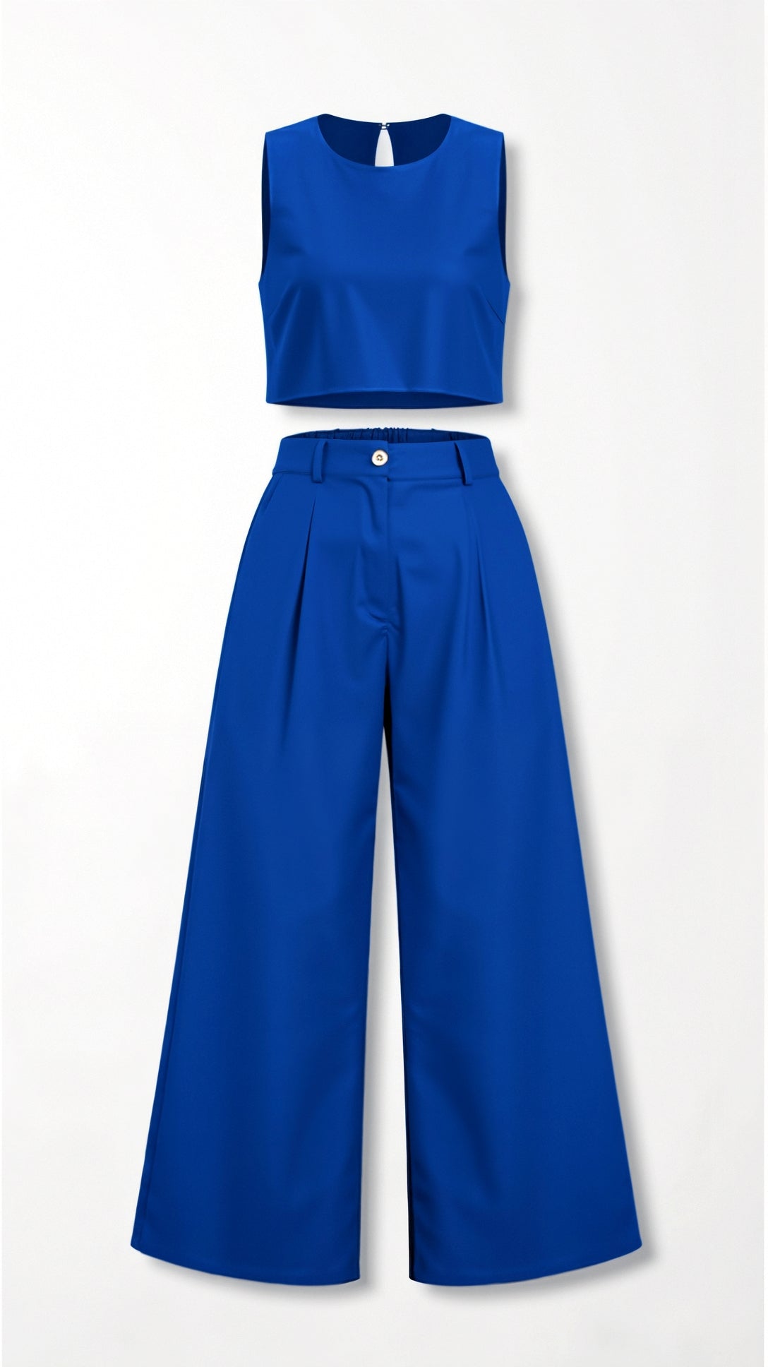 Women's Boho Two-Piece Set – Crop Top & Wide-Leg Trousers