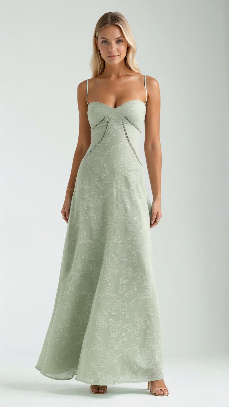 Lace Maxi Dress with Sweetheart Neckline – Arabelle