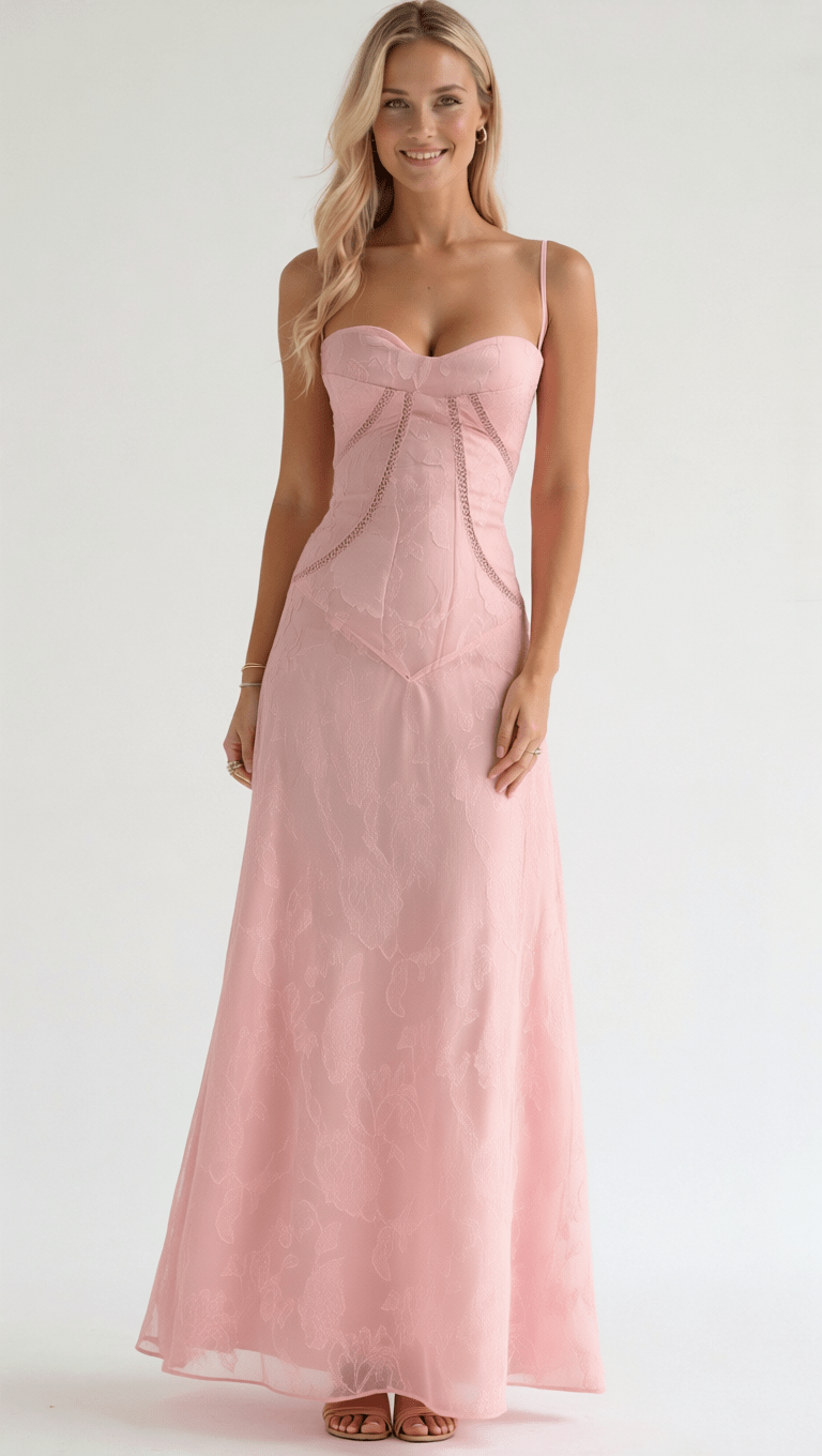 Lace Maxi Dress with Sweetheart Neckline – Arabelle
