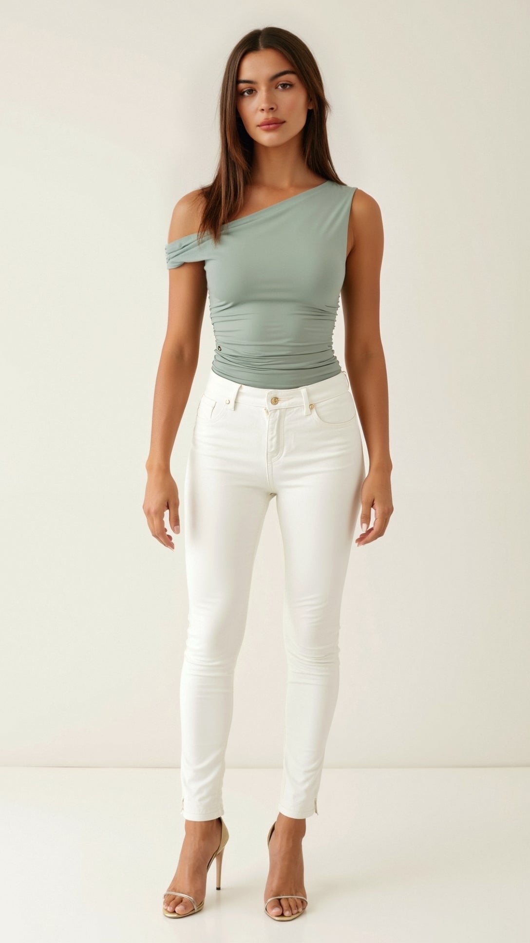 Women's One Shoulder Asymmetric Top – Stretch