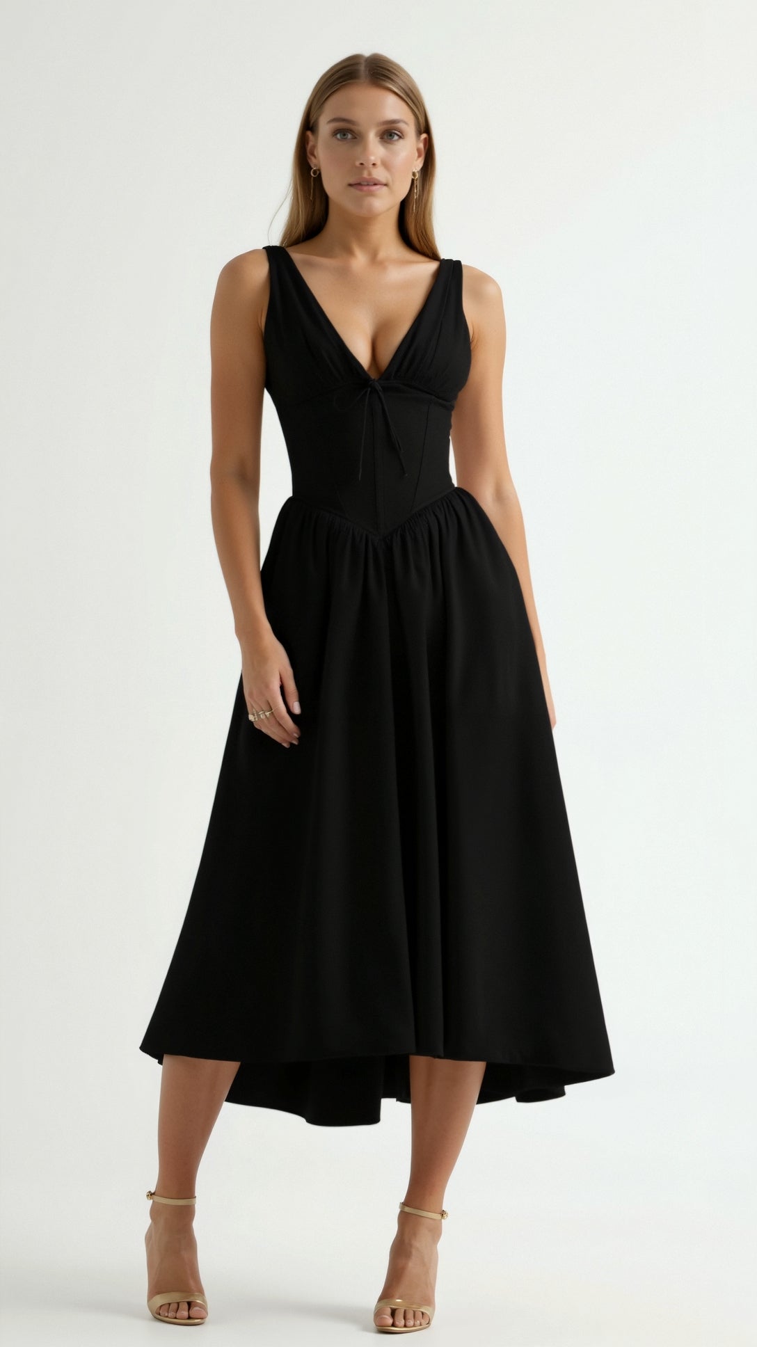 Cassiopeia Midi Plunge Dress – Rosa Mae