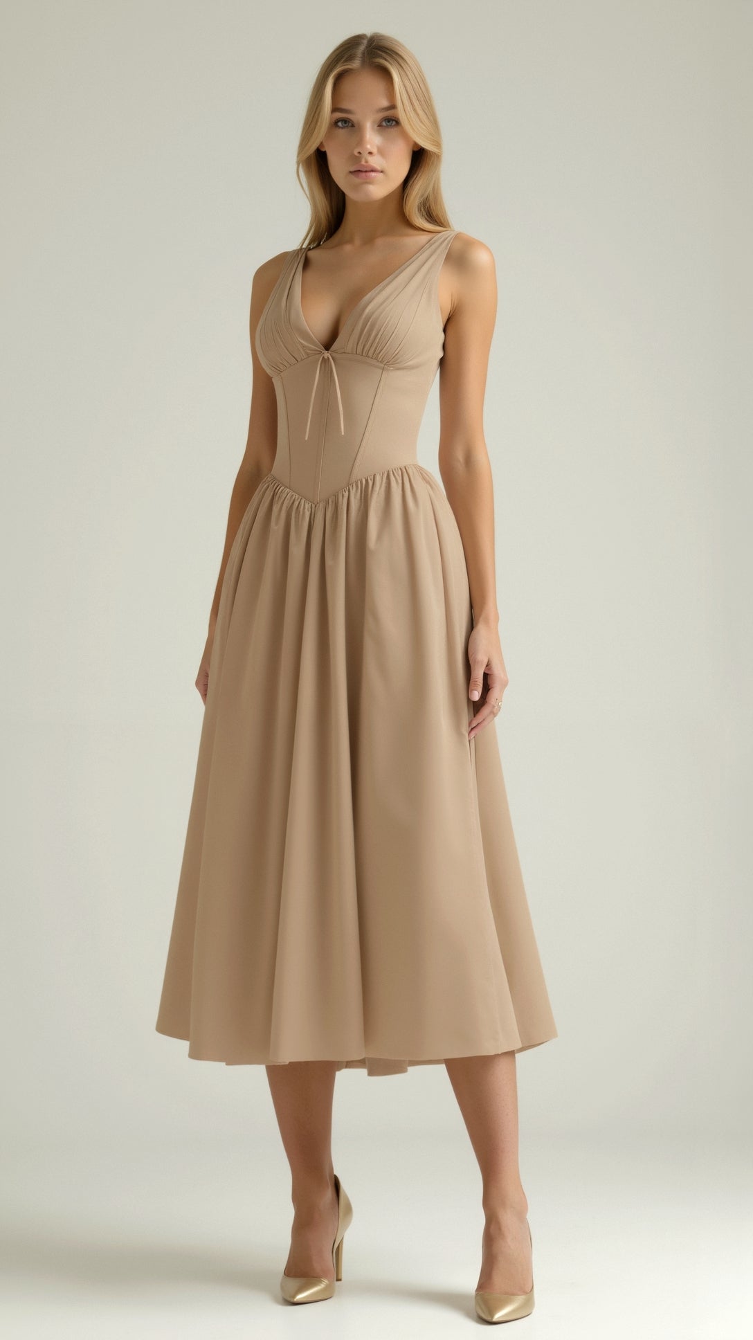 Cassiopeia Midi Plunge Dress – Rosa Mae