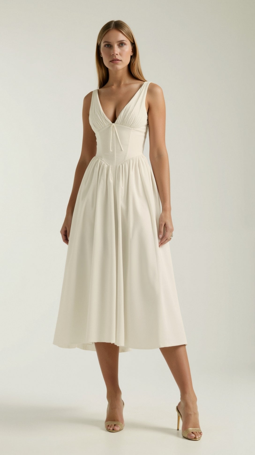 Cassiopeia Midi Plunge Dress – Rosa Mae