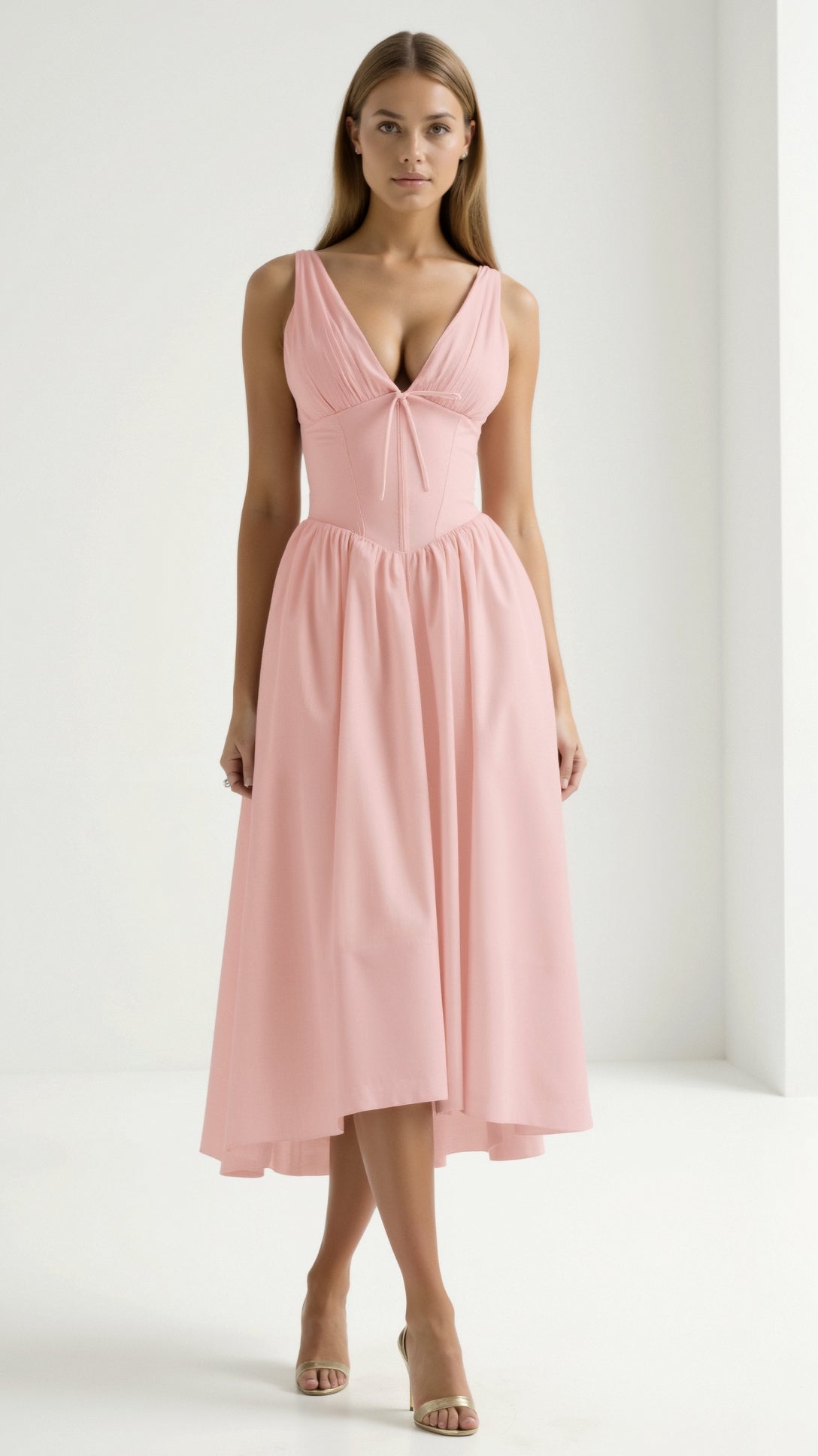 Cassiopeia Midi Plunge Dress – Rosa Mae