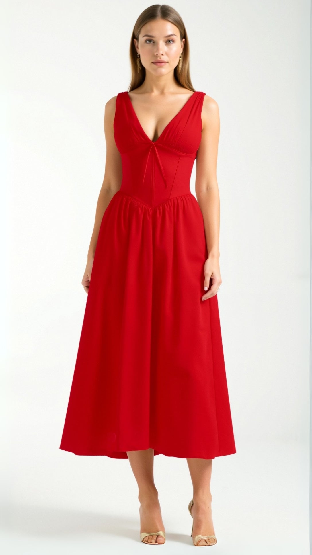 Cassiopeia Midi Plunge Dress – Rosa Mae