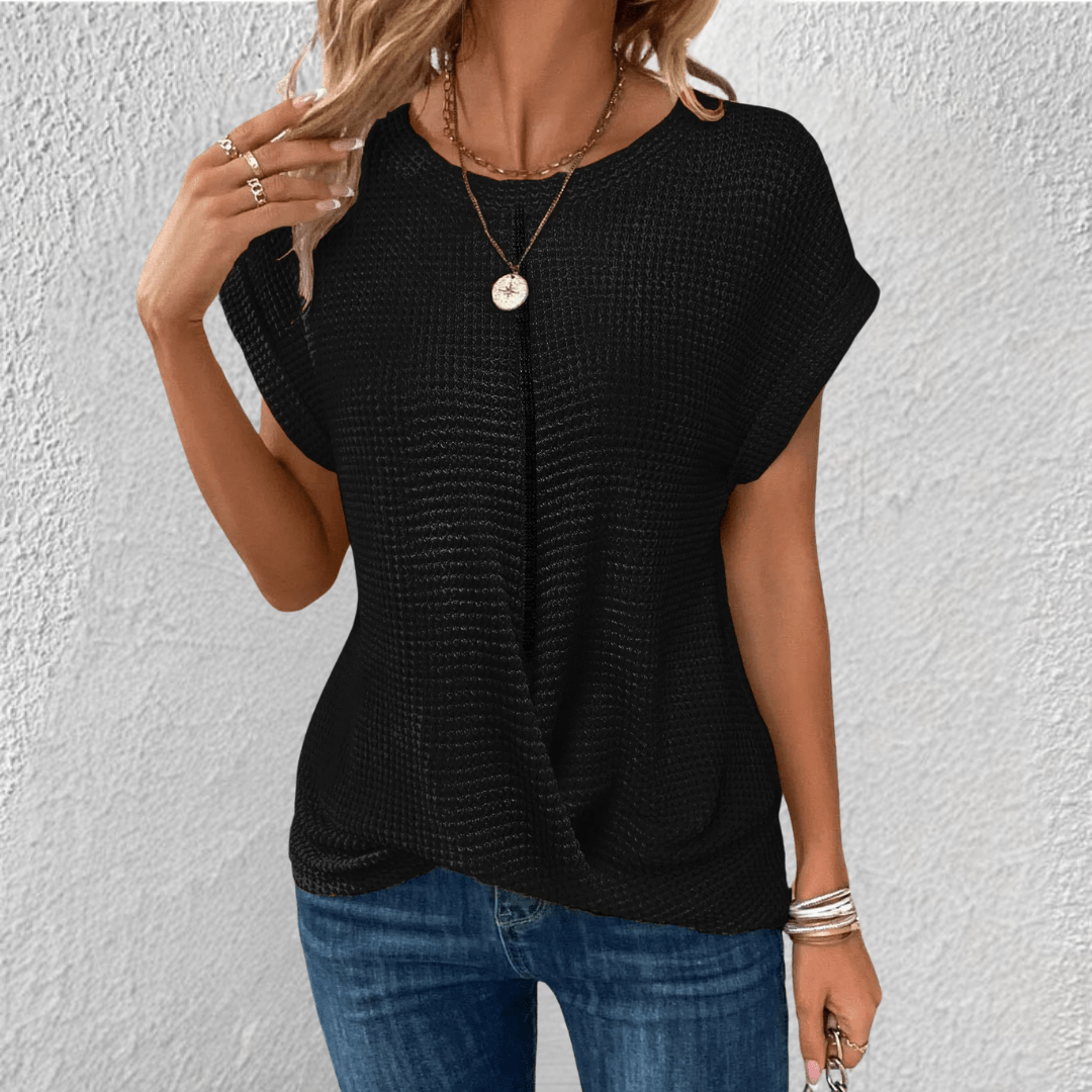 Women's Waffle Knit Twist Front Top