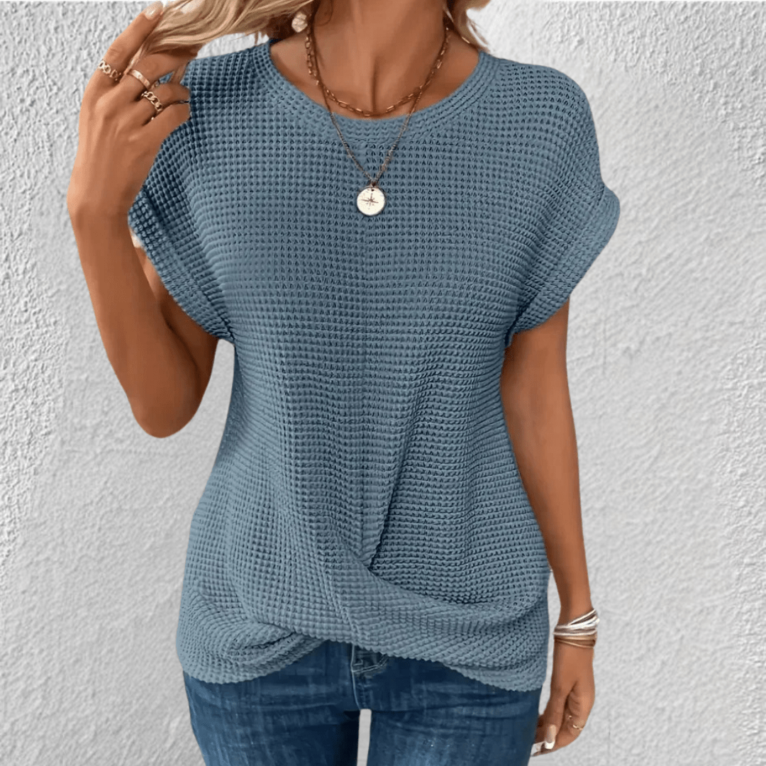Women's Waffle Knit Twist Front Top