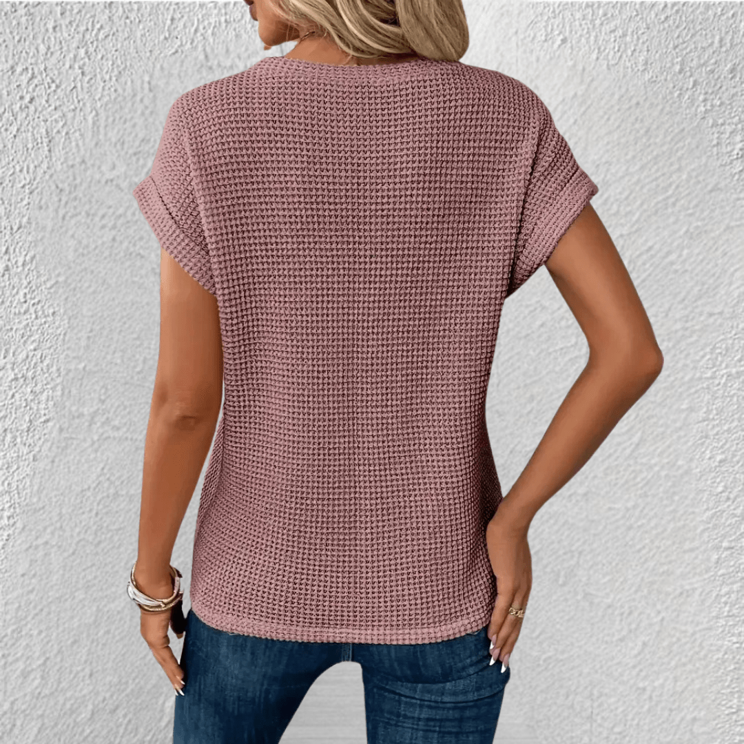 Women's Waffle Knit Twist Front Top