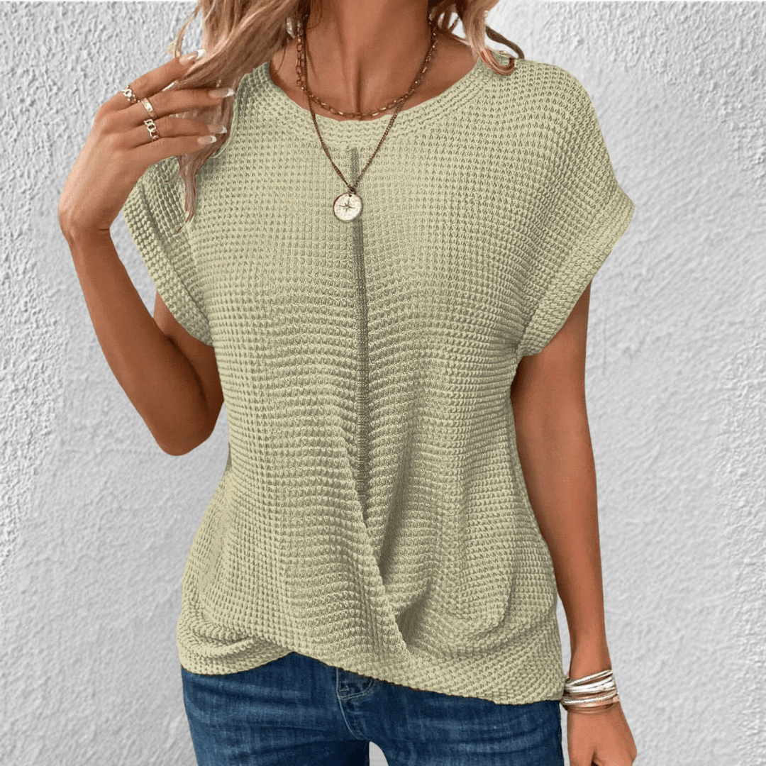 Women's Waffle Knit Twist Front Top