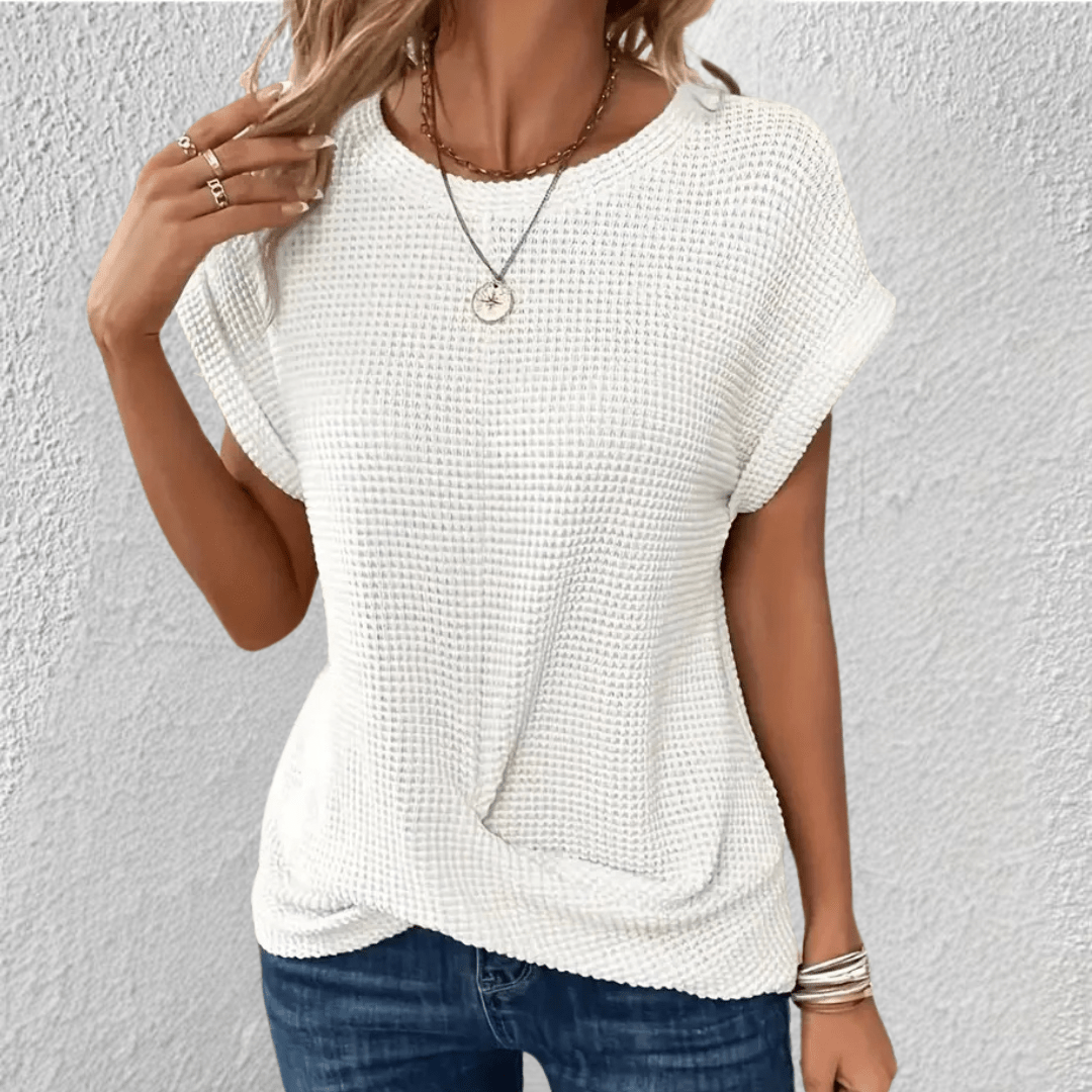 Women's Waffle Knit Twist Front Top