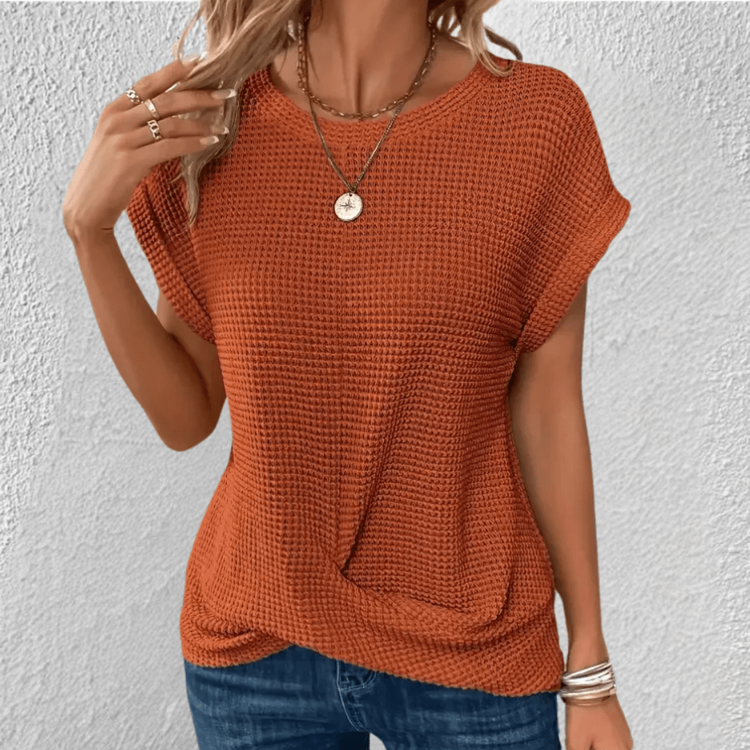 Women's Waffle Knit Twist Front Top