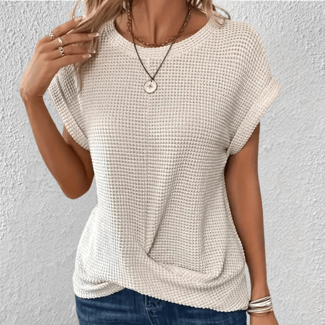 Women's Waffle Knit Twist Front Top