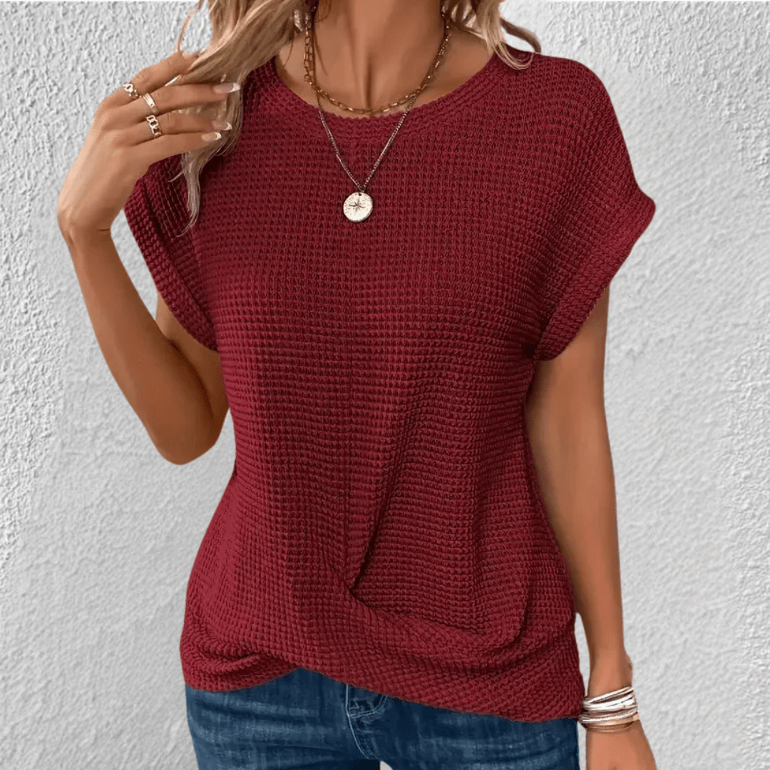 Women's Waffle Knit Twist Front Top