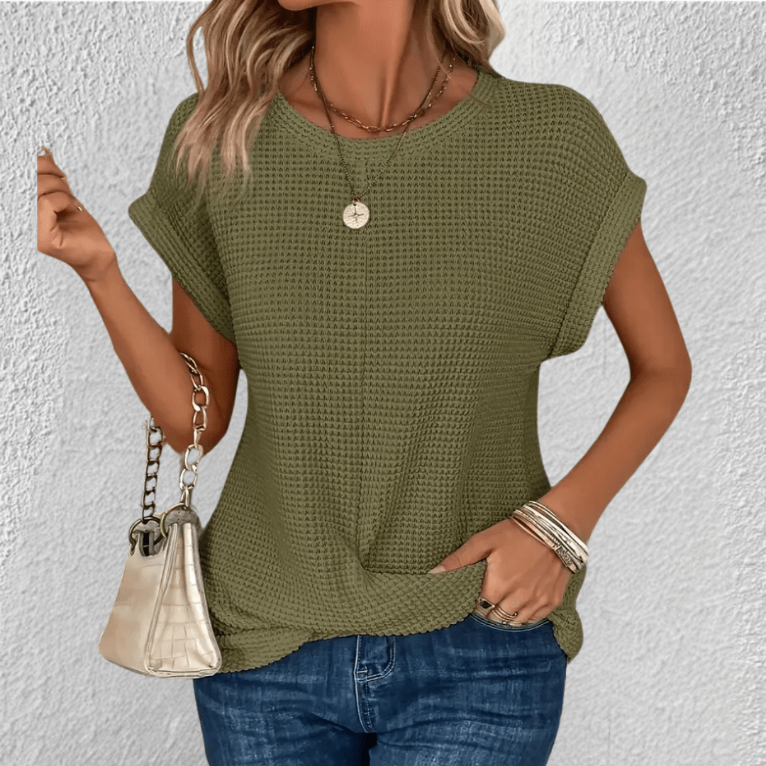 Women's Waffle Knit Twist Front Top